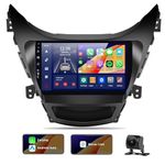 Upgraded 8-Core 2+32G Android Car Stereo for Hyundai Elantra 2011-2013 with Carplay Android Auto Mirror Link 9 inch TouchScreen Bluetooth 5.0 FM/AM/RDS Radio DSP EQ WiFi Pluggable 4G Card + AHD Camera