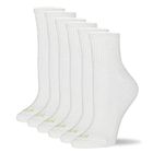 HUE Women's Mini Crew Sock, White-6 Pair Pack, One Size (Pack of 6)