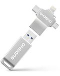 SUDEHO MFi Certified USB Stick 256GB for iPhone, 4-in-1 Flash Drive with USB 3.0 High-Speed, Multi-Device Memory Stick for iPhone/iPad/Android/PC/Mac, Easily Back Up Photos, Videos & Music, Silver