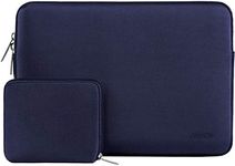 MOSISO Laptop Sleeve Compatible with MacBook Air 15 inch M3 A3114 M2 A2941 2023 2024/Pro 15 A1990 A1707, Surface Laptop 15, Dell XPS 15, HP Stream 14 inch, Neoprene Bag with Small Case, Navy Blue