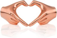 XMGZQ Copper Knick Knacks Statue Home Decor,Heart Hands Sculpture Love Decor,Finger Heart Statue Bookshelf Decor Accent for Wedding,Valentine's,Anniversaries,Copper Tv Stand Decorations (I)