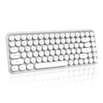 FELiCON Wireless Bluetooth Keyboard Portable Mini 84-Key Keyboard Compatible with Android, Windows, PC, Tablet-Dark, Perfer for Home and Office Keyboards (White)