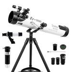 Audavibe Stellar Newtonian Reflector Telescope w 235x Ultra HD Zoom, Fully Coated Glass Optics, Alt-Az Mount w Educational App on Space to Explore Moon, Planets & Deep Sky Objects (70076)