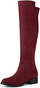 Allegra K De Mujer Cremallera Lateral Tacones Gruesos Botas hasta la Rodilla borgoña 40