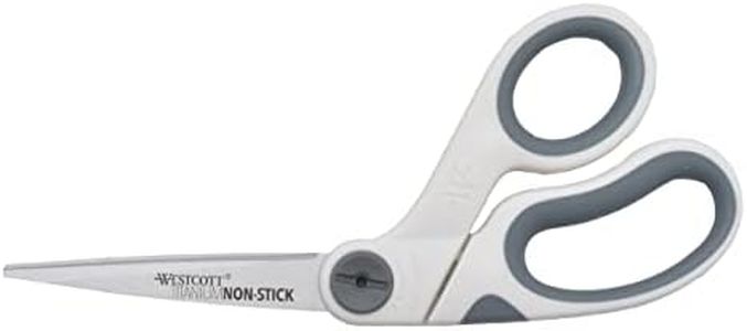 Westcott 8" Bent Titanium Bonded Non-Stick Craft Scissors with Adjustable Glide Feature (16374),White With Gray Accents