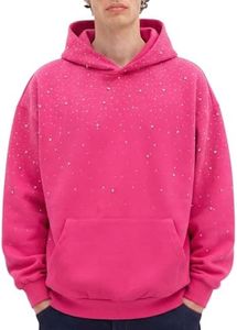 Vamtac Rhinestone Hoodies Men Oversized Hooded Sweatshirts Fashion Casual Hoodie Pullover Y2k Streetwear Tops Bright Red