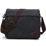 LOSMILE Men's Messenger Bag, Canvas Shoulder Bags, 15.6" Laptop Bags for Work and School,Cross-Body Bags.(BLACK)