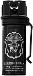 POLICE MAGNUM Pepper Spray Self Defense- 16ft Range- Portable Law Enforcement Unit - Made in The USA - 1 Pack 2oz Flip Top (Belt Clip Stream)