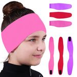 Foyten Swimming Headband Soft Silicone Earplugs Set For kids- Waterproof Silicone Ear Protection for Swimmer,Including 3 Pcs Secure Swimmers Ear Band 3 Pairs Swimming Earplugs (Red + Rose + Purple, Medium)