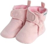 Gerber Baby Fleece Lined Wrap Fasten Non Skid Soft Slipper Booties, Pink, 6 9 Months Unisex infant