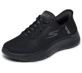 Skechers Women's Go Walk Flex Grand Entry Slip-On Sneakers, Black Textile/Trim, 4 UK