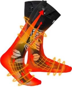 KEMIMOTO Heated Wool Blend Socks for Men & Women, Smart Temperature Control for Cold Weather Comfort (Black, Large)