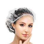 G2PLUS 100PCS Disposable Large Shower Caps - 50CM Plastic Elastic Bath Cap - Waterproof Hair Caps for Home Use, Hotel, Spa, and Hair Salon