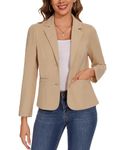 MINTLIMIT Causal Ladies Long Sleeve Wear Suit Outerwear Women Blazer Jacket with Pockets (Beige XL)