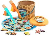 TOP BRIGHT Montessori Toddler Fishing Game - Kids Wooden Magnetic Fishing Toys Gifts for 3 Years Old Girls Boys, Fine Motor Skills for Toddler