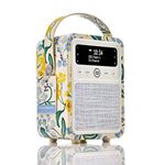 Emma Bridgewater Monty Portable DAB Radio Alarm Clock by VQ. Bluetooth Speaker Dual Alarm FM, DAB+ Radio Bedside. Rechargeable Digital DAB Radio Mains Powered and Battery with 60 Presets