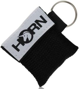 (Black) - Horn-Key CPR Resuscitation Face Shield in Key Ring Pouch (Black)