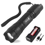 ULTRAFIRE IR Torch 850nm Infrared LED Torch, Stepless Dimming IR Light with Rechargeable Battery and Charger, Zoomable Infrared Hunting Torch for Night Vision, 501IR