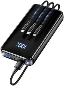 Power Bank, 30% Größere Kapazität 26800mAh Powerbank mit 3-in-1 Kabel, LED Display, Schnellladen USB-C, Reise-Essential Externer HandyAkkus für iPhone 17/16/15, Samsung S26/S25/S22, Xiaomi,Schwarz
