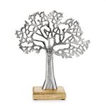 com-four® Deco Display Tree - Metal Tree on Wooden Base - Deco Tree made of Metal for Placement - Tree of Life as a Gift (1 piece - tree)