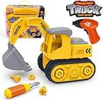 Kididdo Excavator Toys for Boys 3-5 Years Old Kids Construction Vehicle Building Toys for Toddlers Take Apart Truck with Screwdriver and Drill DIY Educational STEM Toy Gift for 3 4 5 Yeas Old Boy