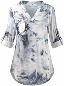 Joymom Nursing Tops for Women Nursing Shirts for Breastfeeding Shirts for Women Maternity Nursing Tops Tees Maternity Breastfeeding Top Grey Black Tie-Dye L