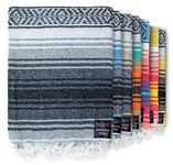 Benevolence LA Authentic Mexican Blanket, Yoga Blanket, Handwoven Mexican Blankets and Throws, Perfect as Serape Blanket, Outdoor Blanket, Picnic Blanket, Camping Blanket, 50x70 inches - Gray