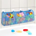 Goowin Bath Toy Storage, Bath Toy Holder, 3 Compartment Large Openings Bath Toy Organizer, Large Capacity Bath Tub Toy Holder, Kids Bathtub Toy Storage for Accessing & Sorting Toys (Blue, Regular)