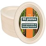 HAAGO - 90 10” Heavy Duty Oval Sugarcane Bagasse Disposable Plates, Eco-Friendly and Compostable Plates, BBQ Party & Picnics Trays for Hot & Cold Food - 26cm