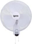 Igenix DF1656 Wall Mounted Fan, 16 Inch, 3 Speed Settings, Quiet Operation, Adjustable Angle, Wall Mounted Fan, Ideal for Home and Office, All Fixtures Included, White