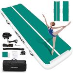 HMTAOLIFE Gymnastics Mat Air Tumble Track[with SHOULDER STRAP], 6.6/10/13/16/20ft Inflatable Training Mat for Kids, Thickness Floor Mat with Air Pump for Home/Water Fun/Gym/Yoga/Training/Cheerleading
