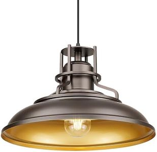 FEMILA 18" Outdoor Pendant Lights for Porch, Farmhouse Pendant Light, Barn Vintage Hanging Light Fixture for Kitchen Island, Adjustable Height,Oil Rubbed Bronze Finish, 4FY15-MP-L ORB