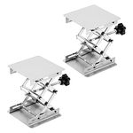 MUKLEI 2 PCS 100 x 100mm Lab Scissors Jack, Stainless Steel Laboratory Support Jack, Lab Lift Stand Table Platform for Raising or Lowering Objects, Lifting Range 50-160mm, Silver