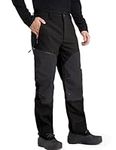 FREE SOLDIER Waterproof Mens Ski Pants Hiking Outdoor Snowboard Snow Pants with Bottom Leg Zipper(Black, 34W x 30L)