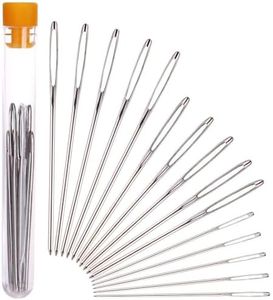 H&S Sewing Needles Set for Beginners and Professionals - 15 Stainless Steel Tapestry Needles for Wool with Big Eye - Large Yarn Darning Needle Set with Case
