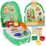 Litti City Play Cash Register for Kids - Kids Cash Register Toy, Pretend Play Boys & Girls, Grocery Cashier Backpack, Play Grocery Store, Interactive Play Learning Toys, Kids Kitchen Accessories