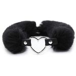 Succuba Detachable Fluffy Heart Pendant Choker Necklace Collar for Women and Men, Faux Leather, No Gemstone