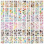 Habett Children's Tattoo Set, 60 Sheets, Tattoo Set, Girls, Boys, Space, Dinosaurs, Animals, Unicorn, Pirate Adhesive Tattoos, Perfect for Children's Birthday Party Bags, Skin-Friendly Temporary