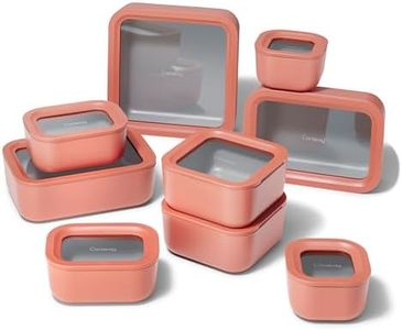 Caraway 25pc Glass Food Storage Set - Glass Storage Containers for Food - Non-Toxic Ceramic-Coated Glass - Air Release Technology - Compact & Stackable Design - Perracotta