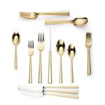 kate spade new york 889054 Malmo Gold 20-Piece Flatware Set, Plated Stainless Steel, Metallic