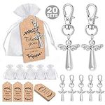 MOVINPE 40pcs Angel Favor Keychains Organza Bags Thank You Kraft Tags Guest Return Gifts for Baby Shower Bridal Shower Wedding Charm Party Favors