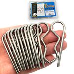 Yoliko 12 Pcs Heavy Duty Stainless Steel Cotter Pin R Clip Large Spring Retaining Wire Hair Pins Hitch Pin Clips Large Carter Pins for Trailer Pin Clips Lock System M3x60 Keeper Pins