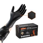 10-Mil Nitrile Disposable Mechanic Safety Work Gloves - Latex-Free, Heavy-Duty, Chemical-Resistant, Diamond Texture (Coal of 100, Large)