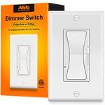 0-10V Dimmer Switch for LED/ CFL/ Incandescent/ Halogen, 3-Way or Single Pole Low Voltage Dimmer Switch, 600W Max, ETL Listed, Wall Plate Included, White 1-Pack