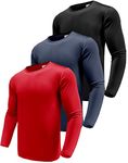 Boyzn Men's 3 Pack Performance Long Sleeve T-Shirts, UPF 50+ Sun Protection Shirts, Athletic Workout Shirts for Running Fishing Hiking Black/Navy/Red-3P05-S