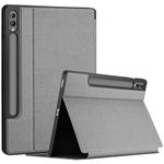 ProCase Smart Case for Galaxy Tab S9 FE+ 5G / S9 FE Plus 12.4 Inch with S Pen Holder (SM-X610/SM-X616), Slim Stand Protective Case Folio Cover for Galaxy Tab S9 FE Plus 2023-Grey