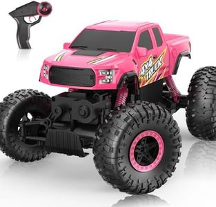 Double E Raptor F150 RC Car 4WD 2 Motors Monster Trucks for Girls, 11 Inches Off Road Crawler Vehicle Truck Toy with Rechargeable Battery Gift for Kids 6 7 8 9 10 11 12 Years-Pink