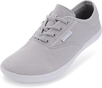WHITIN Womens Canvas Minimalist Barefoot Sneakers Extra Wide Toe Box Zero Drop Sole Shoes Width Fit Minimus Size 9 9W Trail Running Grey 40
