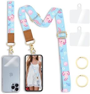 Yonlevres Cell Phone Lanyard Crossbody with Wrist Strap, Cute Axolotls Lanyards for around the Neck Wristlet Adjustable Strap for Keys Case ID Badges Phone Accessories