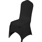 VEVOR 50PCS of Black Chair Covers Polyester Spandex Stretch Slipcovers for Wedding Party Dining Banquet Chair Decorations Cover (Arched Chair Cover, Black/50PC)